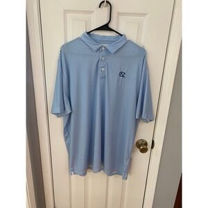 Vantage Polo Mens Large Blue Striped UNC Tar Heels Short Sleeve NCAA Golf Shirt